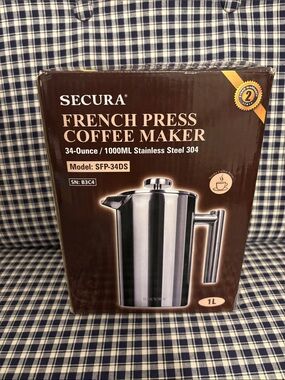 Stainless Steel French Press Coffee Maker - Silver